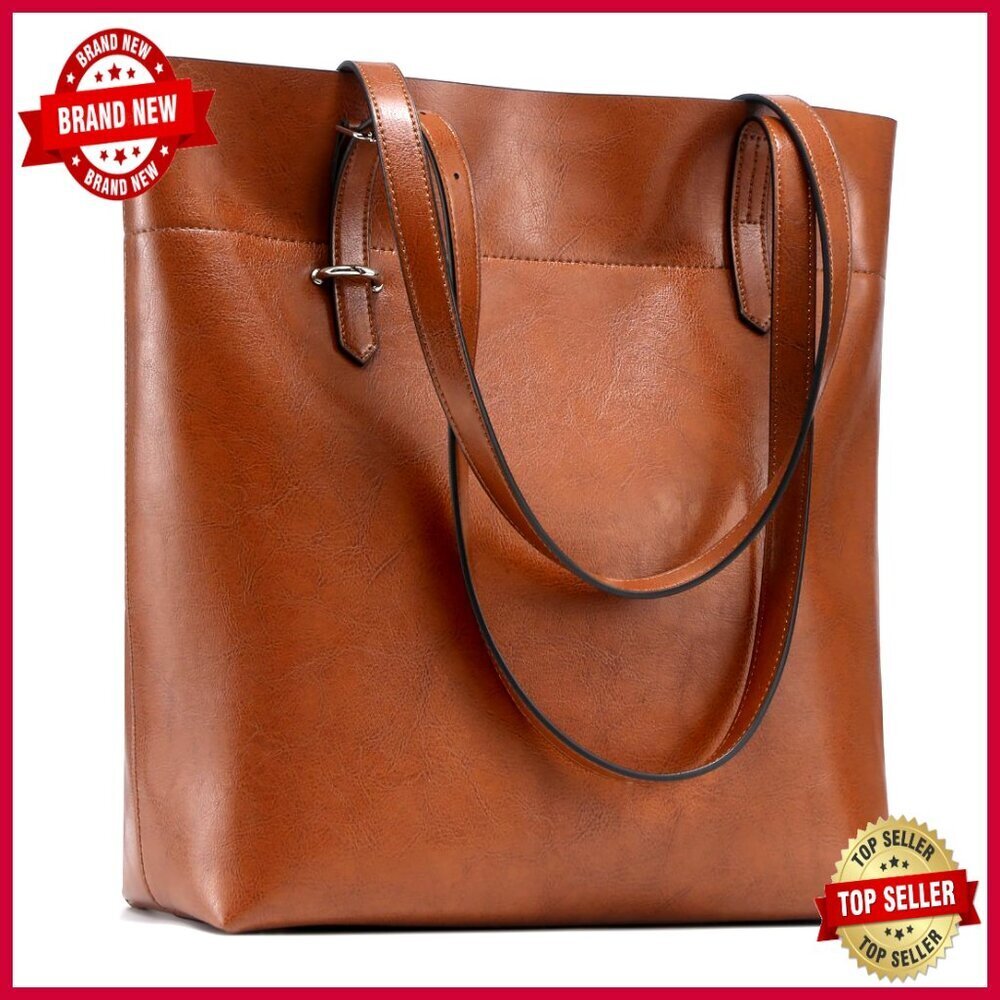 Large Genuine Leather Tote Bag with Adjustable Shoulder Straps